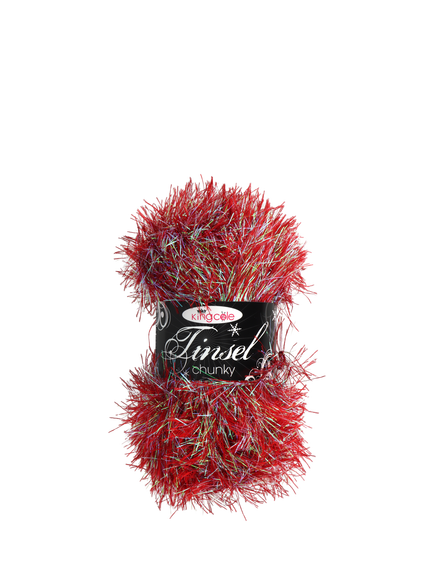 King Cole Tinsel Chunky Yarn, 50g, Poinsettia