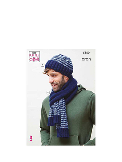 King Cole Fashion Aran Accessories Knitting Pattern, 5860, Multi