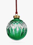 Waterford Crystal Lismore Cut Glass Christmas Tree Bauble, Green