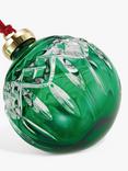 Waterford Crystal Lismore Cut Glass Christmas Tree Bauble, Green