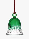 Waterford Crystal Lismore Cut Glass Bell Christmas Tree Bauble, Green