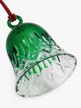 Waterford Crystal Lismore Cut Glass Bell Christmas Tree Bauble, Green