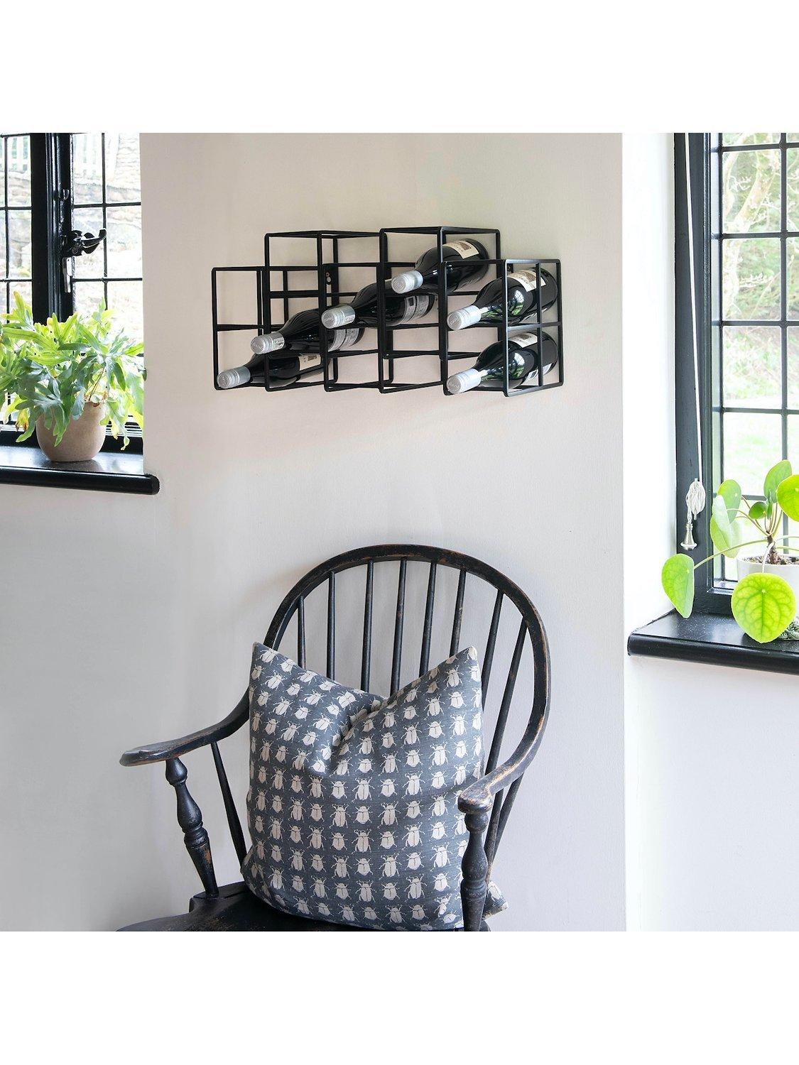 One.World Portland Wall-Mounted Iron Wine Rack, 10 Bottles, Black