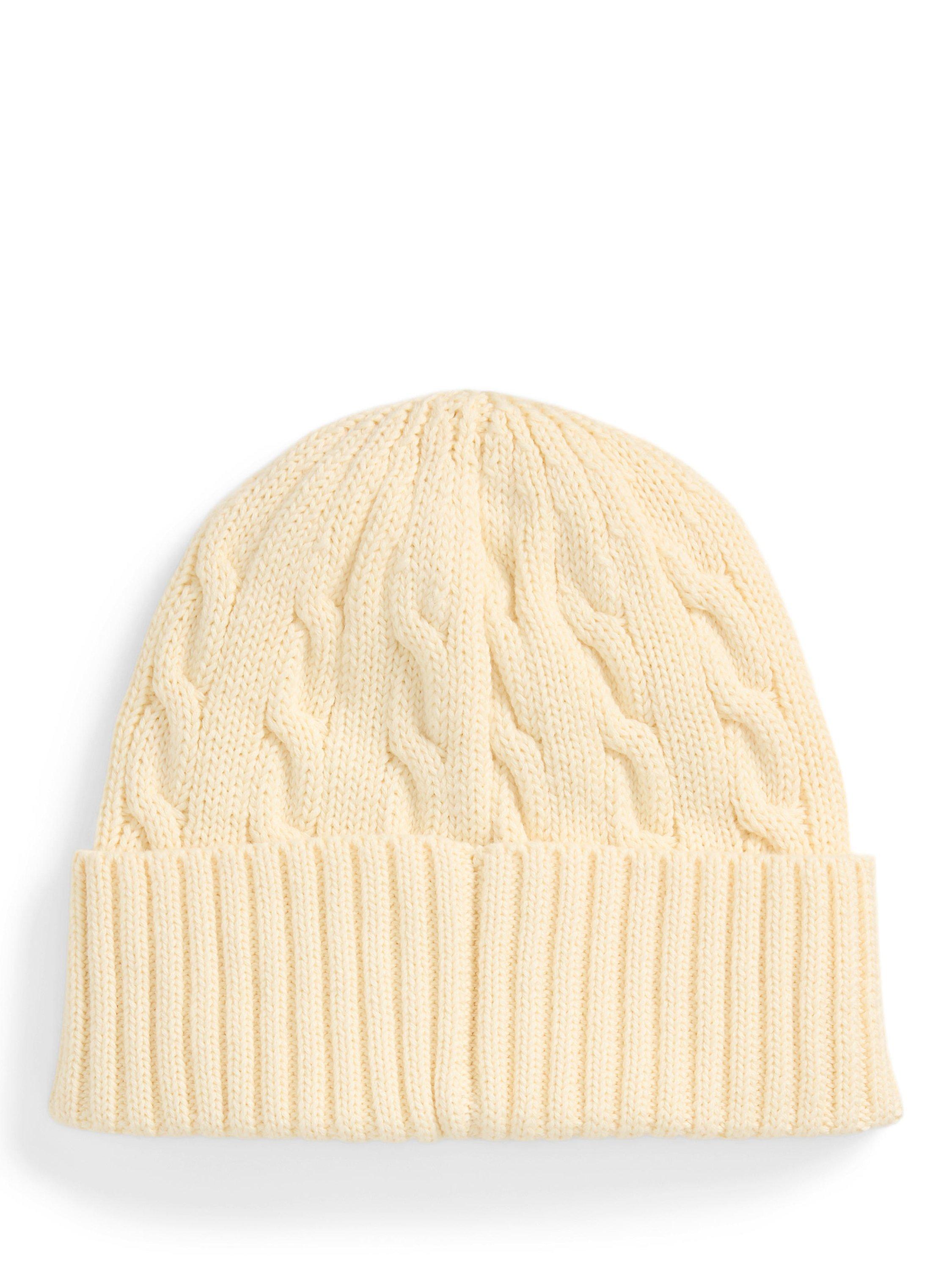 Product image 2 of 2, which shows Polo Ralph Lauren Cotton Cable Knit Beanie Hat, Cream