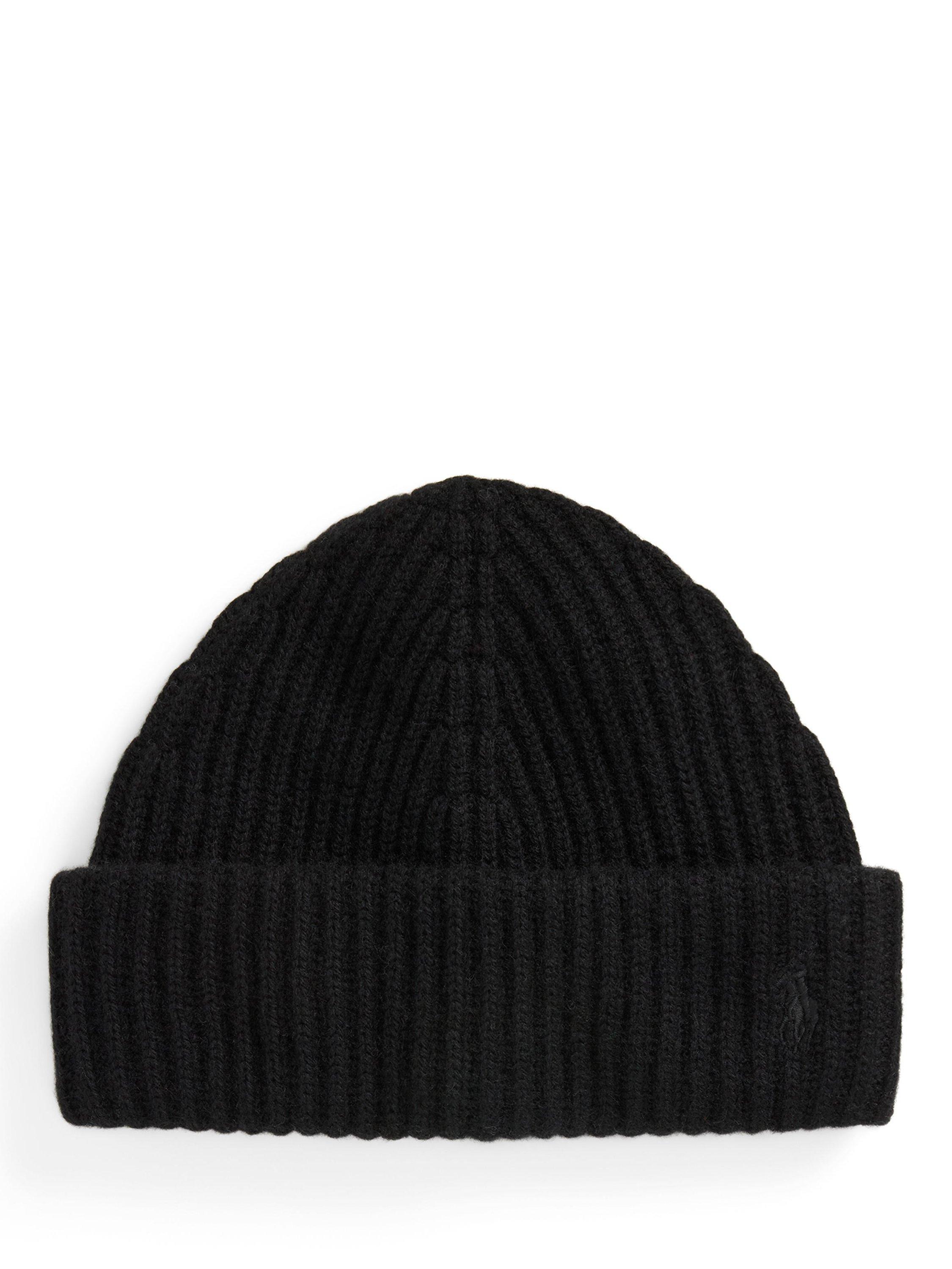 Polo Ralph Lauren Lux Rib Beanie Hat Black Charcoal