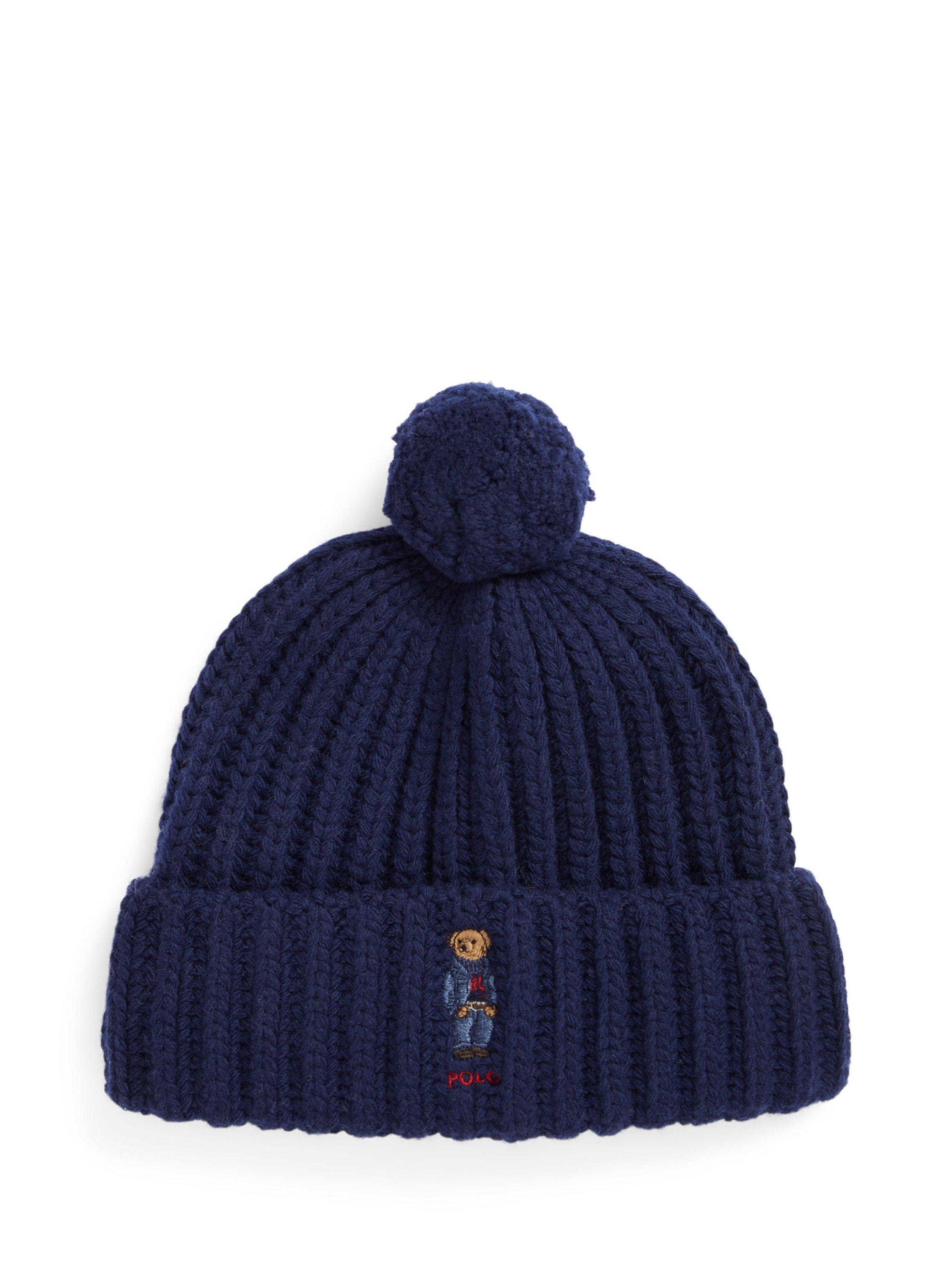 Polo Ralph Lauren Wool Blend Bobble Hat Hunter Navy