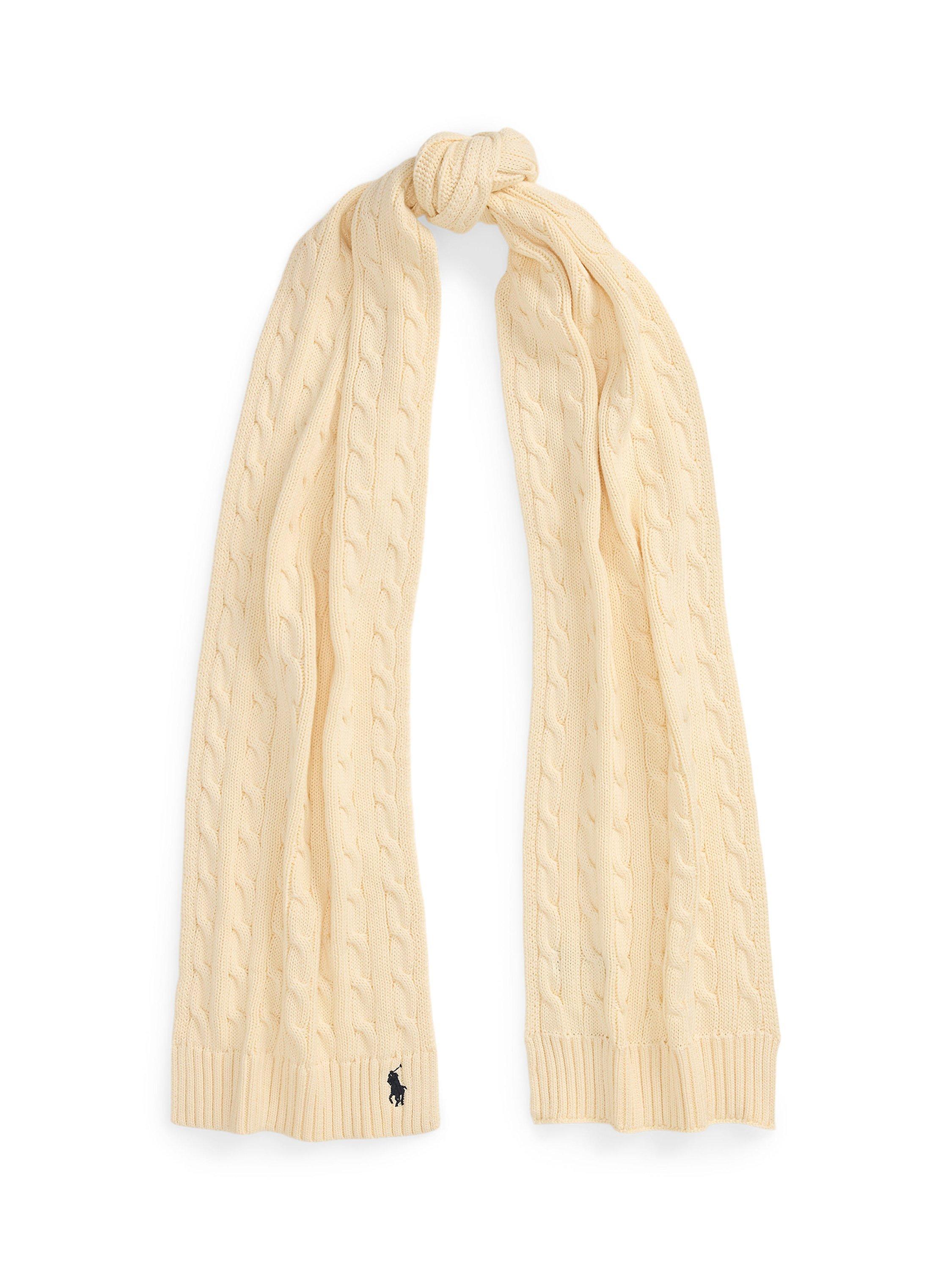 Product image 1 of 3, which shows Polo Ralph Lauren Cable Knit Scarf, Cream