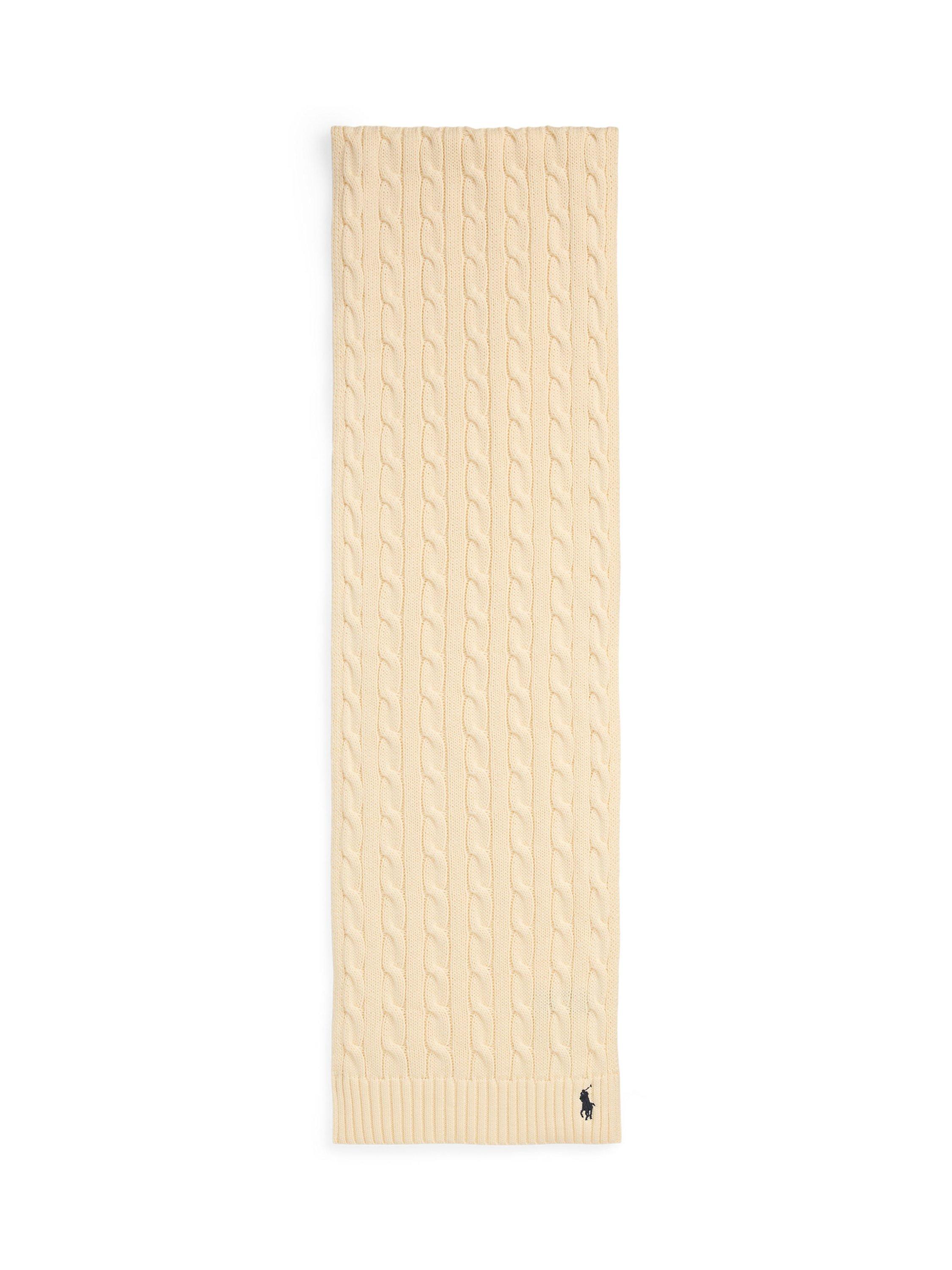 Product image 2 of 3, which shows Polo Ralph Lauren Cable Knit Scarf, Cream