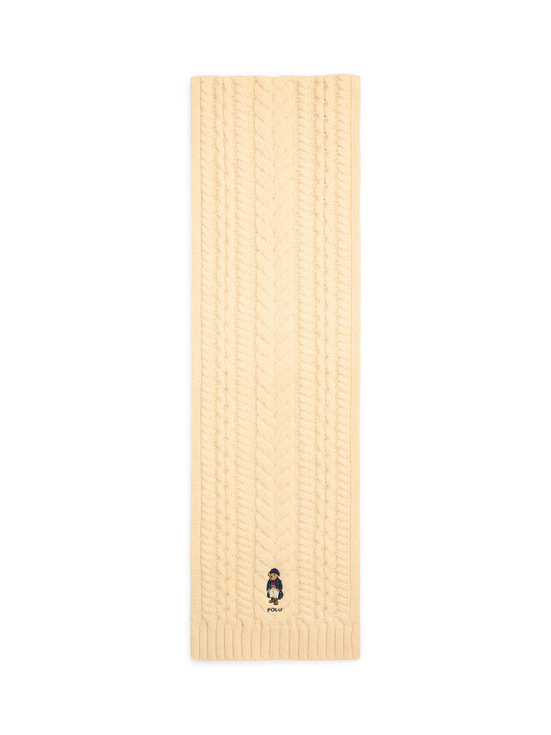 Polo Ralph Lauren Merino Wool Blend Cable Knit Scarf, Cream