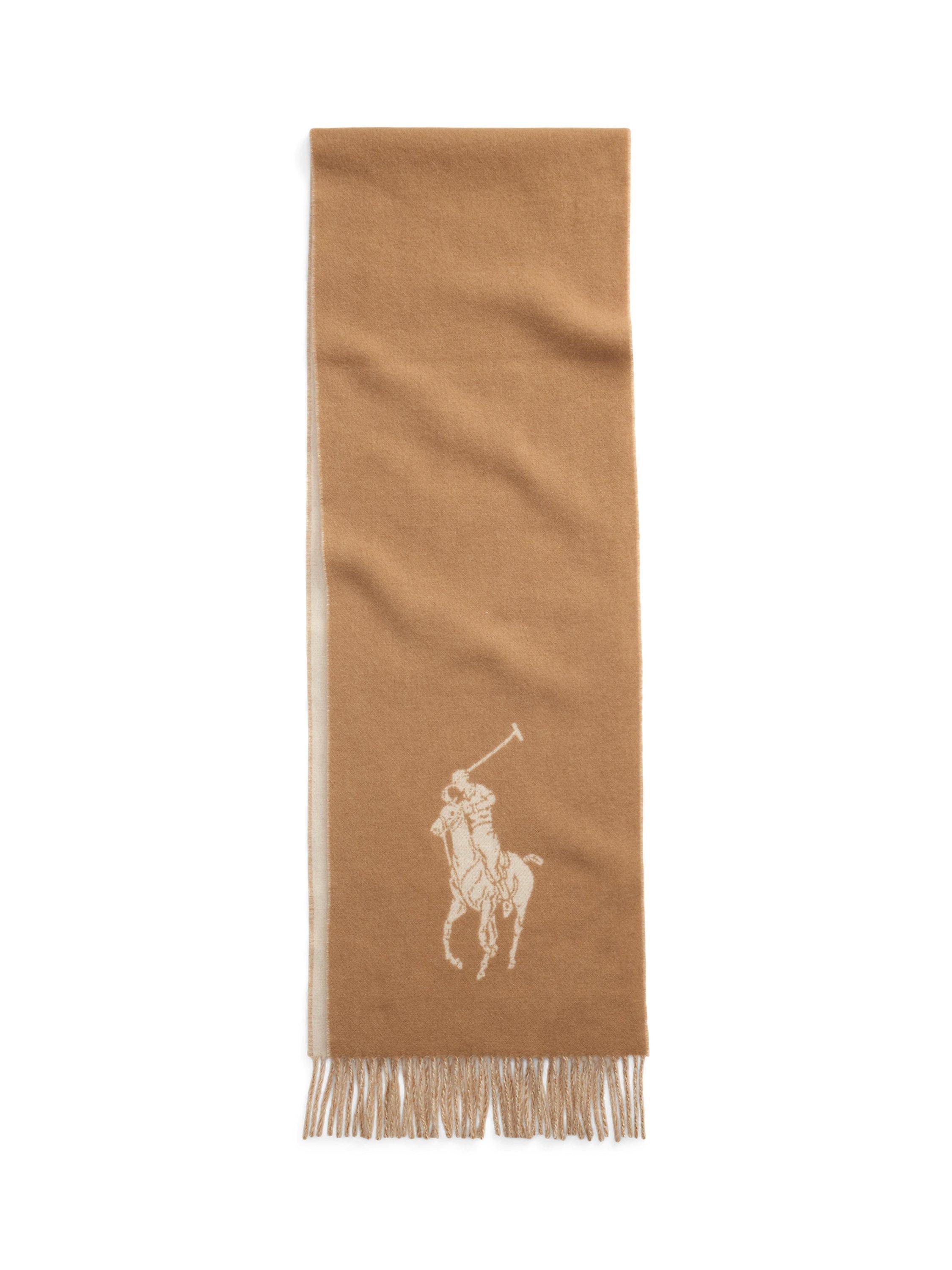 Product image 3 of 4, which shows Polo Ralph Lauren Pony Wool Scarf, Camel/Cream