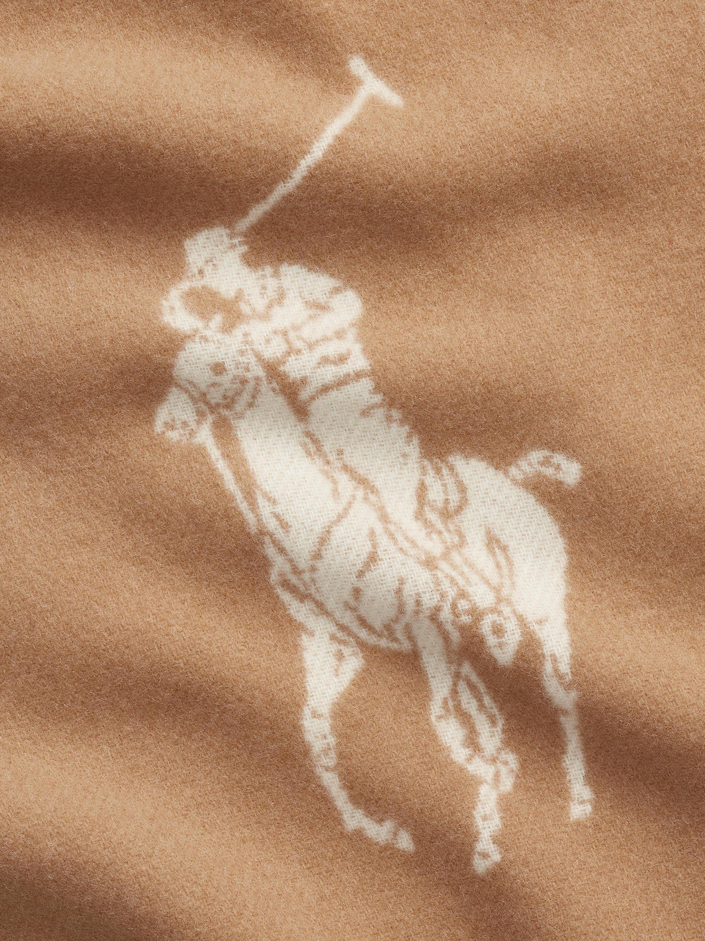 Product image 4 of 4, which shows Polo Ralph Lauren Pony Wool Scarf, Camel/Cream