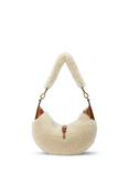 Polo Ralph Lauren Polo ID Shearling Leather Trim Shoulder Bag, Cream/Cuoio