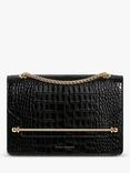 Strathberry East/West Leather Shoulder Bag, Black Croc