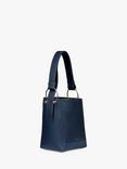 Strathberry Lana Leather Midi Bucket Bag, Navy/Grey Stitch