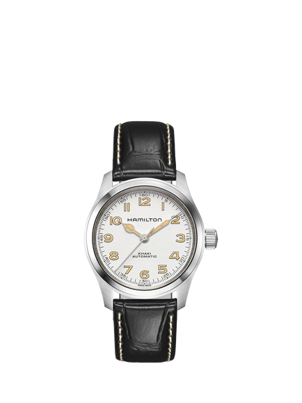 Hamilton H70405710 Unisex  Khaki Field Murph Automatic Leather Strap Watch, Black, Black