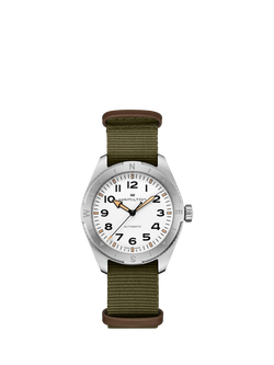 Hamilton H70315910 Men's Arabic Numerals Fabric Strap Watch, Green/White, Green/White