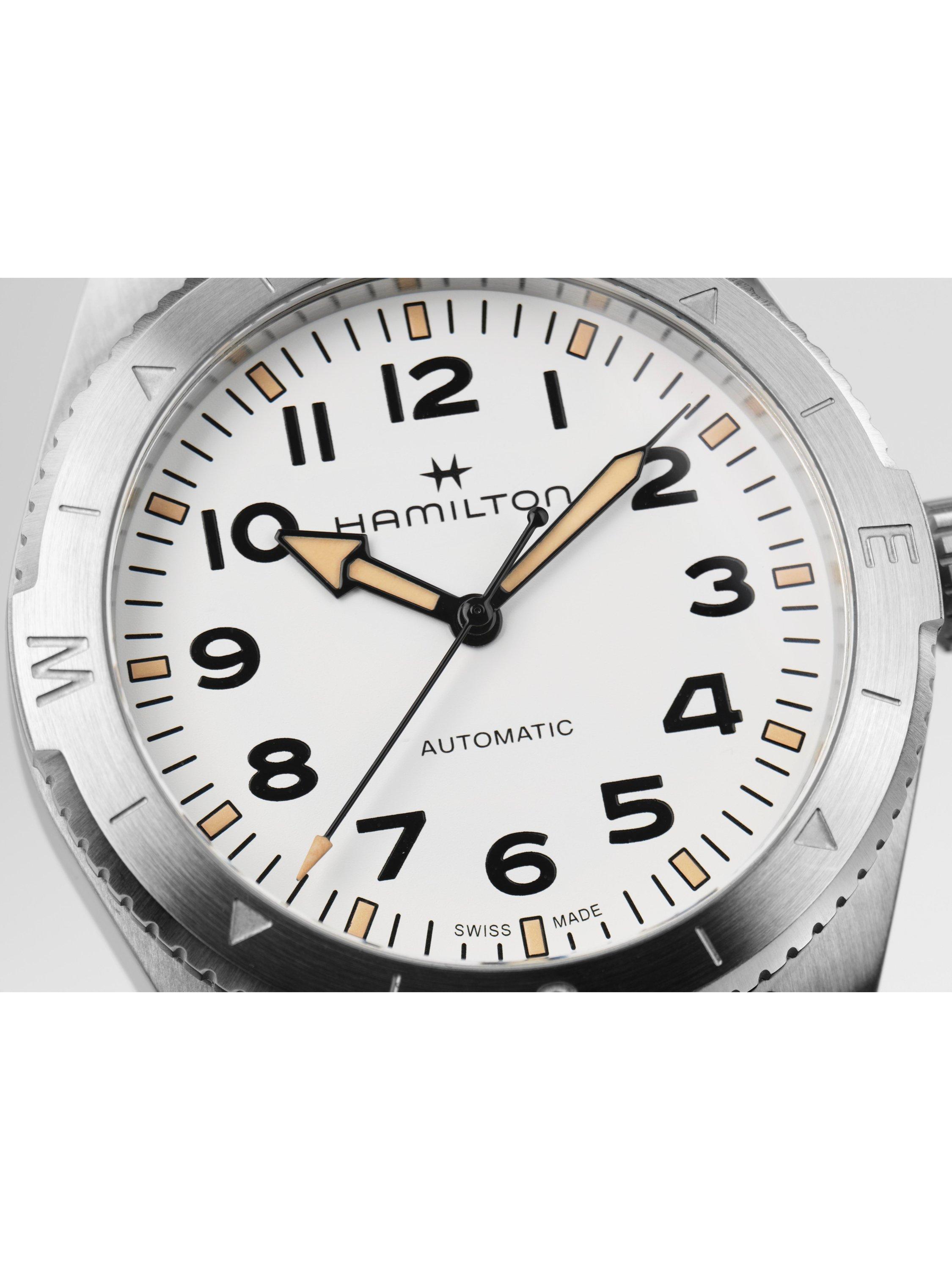 Product image 4 of 4, which shows Hamilton H70315910 Men's Arabic Numerals Fabric Strap Watch, Green/White