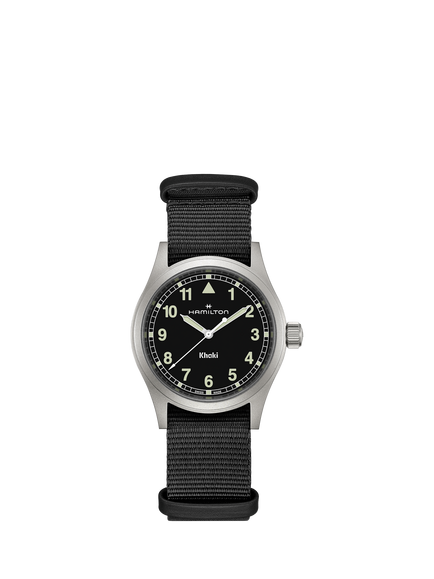 Hamilton H69401430 Unisex Khaki Field Quartz Fabric Strap Watch, Black, Black