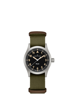 Hamilton Unisex Khaki Field Quartz Fabric Strap Watch, Green
