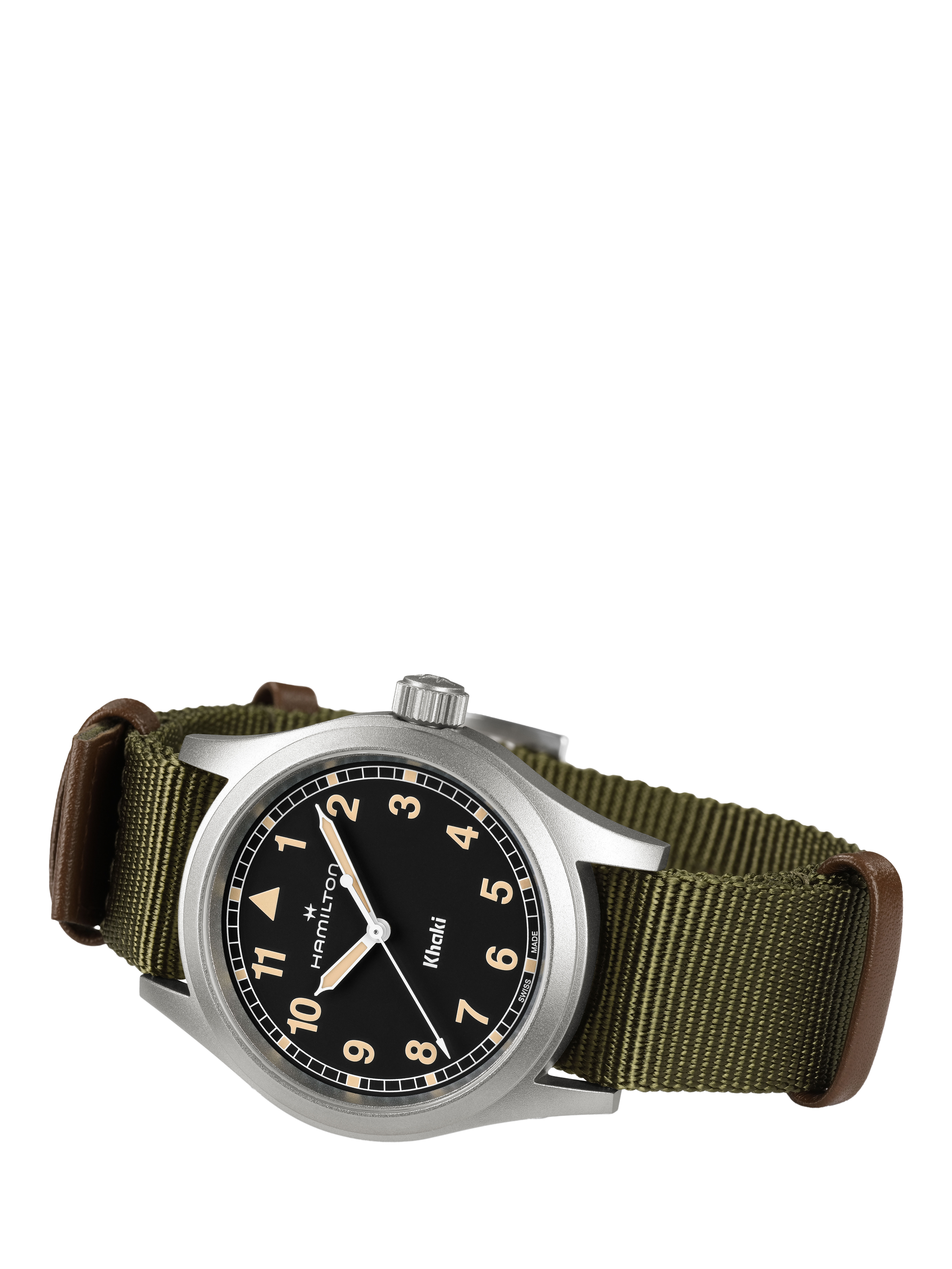 Product image 3 of 4, which shows Hamilton Unisex Khaki Field Quartz Fabric Strap Watch, Green H69401930