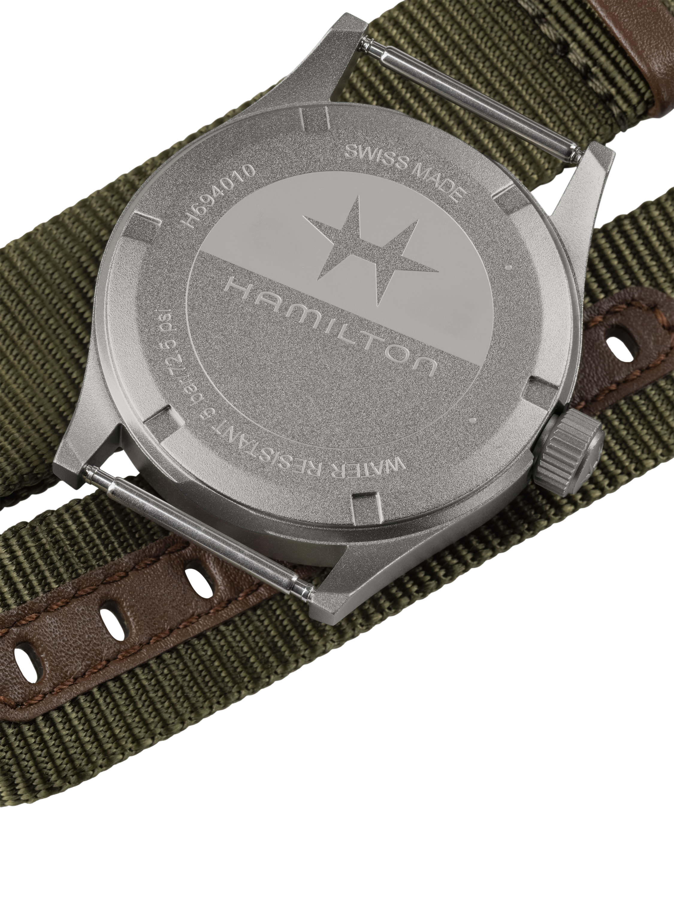 Product image 4 of 4, which shows Hamilton Unisex Khaki Field Quartz Fabric Strap Watch, Green H69401930