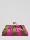 L.K.Bennett Lana Fabric Clutch Bag, Green/Pink