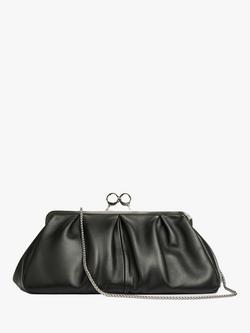 L.K.Bennett Lana Leather Clutch Bag, Black, Black