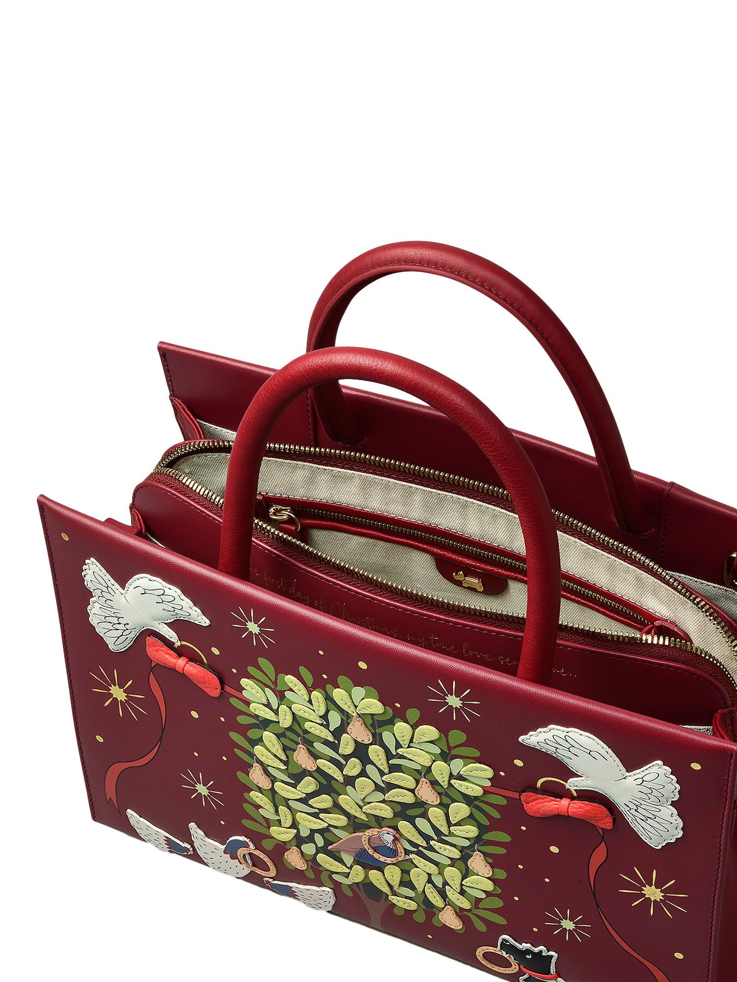 Radley 12 Days of Christmas Leather Zip Top Multiway Bag Red Multi