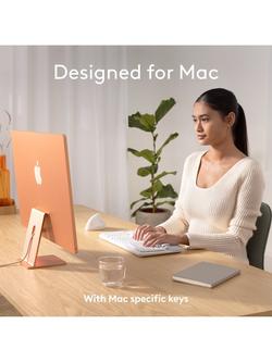 Logitech Wave Keys Wireless Ergonomic Keyboard for Mac, Pale Grey - view 2, 