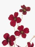 Floralsilk Artificial Velvet Dogwood Spray, 102cm, Red
