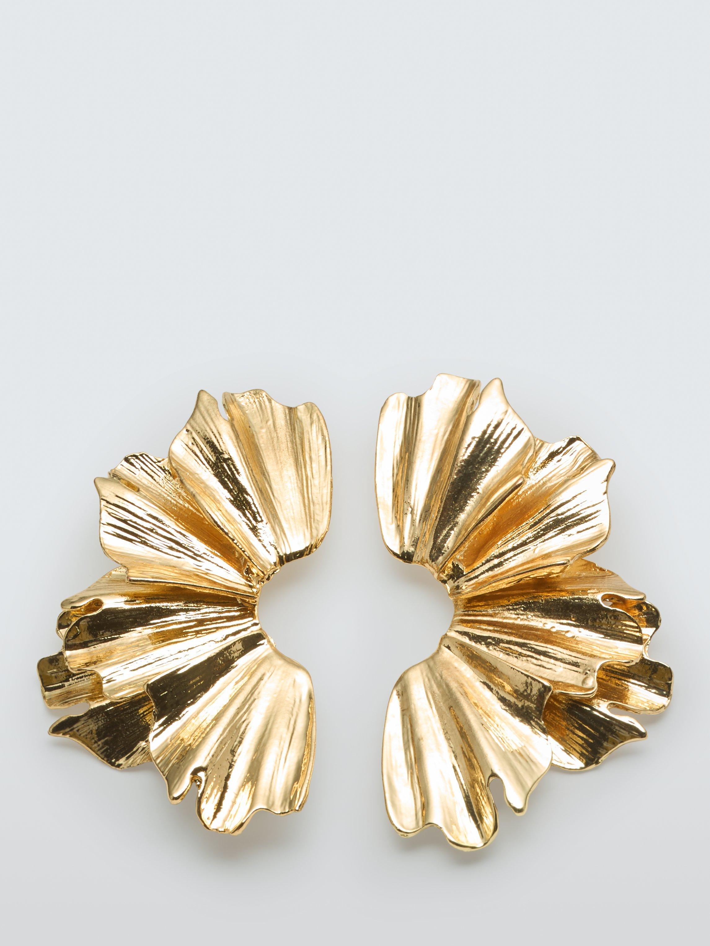 John Lewis Textured Half Open Circle Statement Earrings Gold