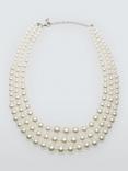 John Lewis Faux Pearl Triple Row Statement Necklace, White