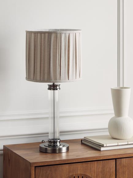 John Lewis Gatsby Rib Glass Table Lamp, Pewter - view 2, Aged Pewter