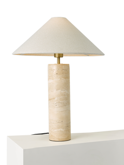 John Lewis Travertine Column Table Lamp, Brass, Travertine