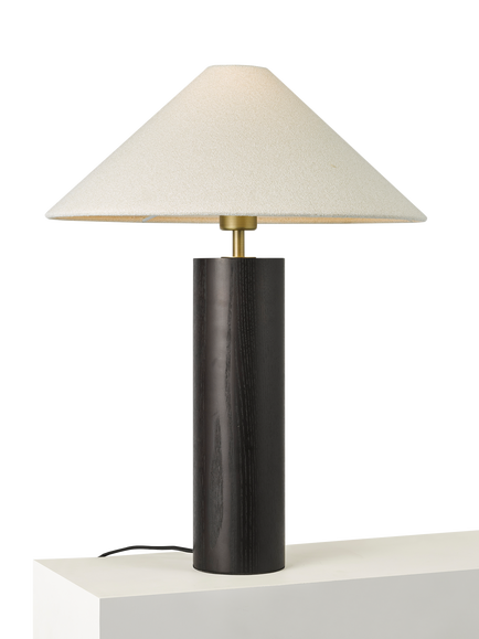 John Lewis Walnut Column Table Lamp, Black, Black