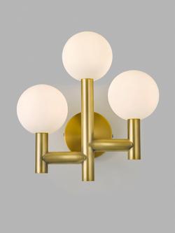 John Lewis Modern 3 Arm Wall Light, Matt Gold, Matt Gold