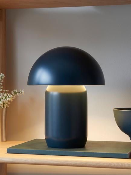 John Lewis Mushroom Rechargeable Portable Dimmable Table Lamp - view 2, New Navy