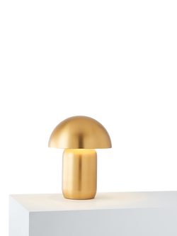 John Lewis Mushroom Rechargeable Portable Dimmable Table Lamp, Matt Gold