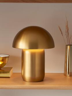 John Lewis Mushroom Rechargeable Portable Dimmable Table Lamp - view 2, Matt Gold