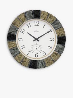 Acctim Bowfell Indoor/Outdoor Thermometer Analogue Wall Clock, 26cm, Slate, Slate