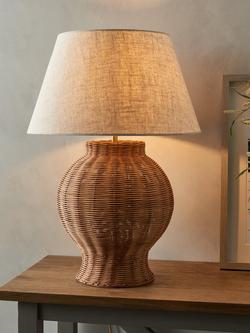 John Lewis Tisse Woven Rattan Bottle Table Lamp - view 2, Rattan