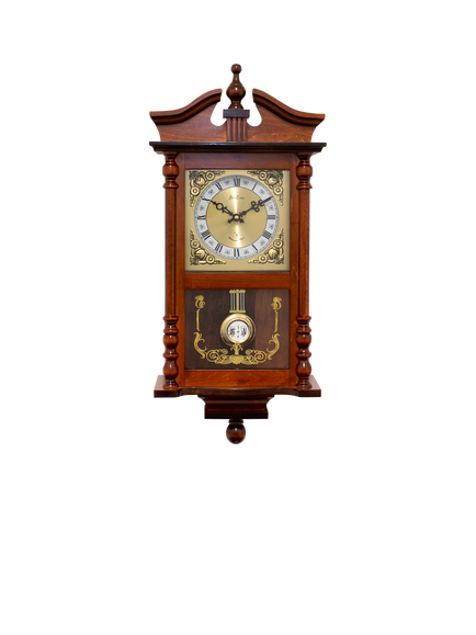 Acctim Westbury Radio Controlled Roman Numeral Pendulum Wall Clock, Brown, Brown