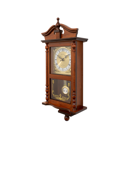 Acctim Westbury Radio Controlled Roman Numeral Pendulum Wall Clock, Brown - view 2, Brown