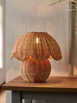 John Lewis Tisse Woven Rattan Table Lamp, Natural - view 2, Rattan