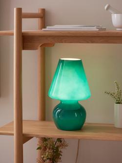John Lewis Retro Glass Mushroom Table Lamp - view 2, Petrol