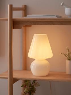 John Lewis Retro Glass Mushroom Table Lamp - view 2, White