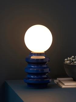 John Lewis Tower Ceramic Bulb Holder Table Lamp, Navy - view 2, Navy