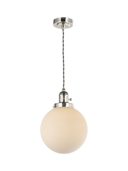 John Lewis Cafe Single Pendant Ceiling Light, Polished Nickle, Polished Nickle