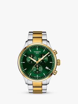 Tissot T1166172209100 Men's Chrono XL Date Metal Strap Watch, Multi/Green, Multi/Green