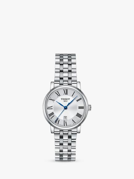 Tissot T1222101103300 Women's Carson Date Metal Strap Watch, Silver, Silver